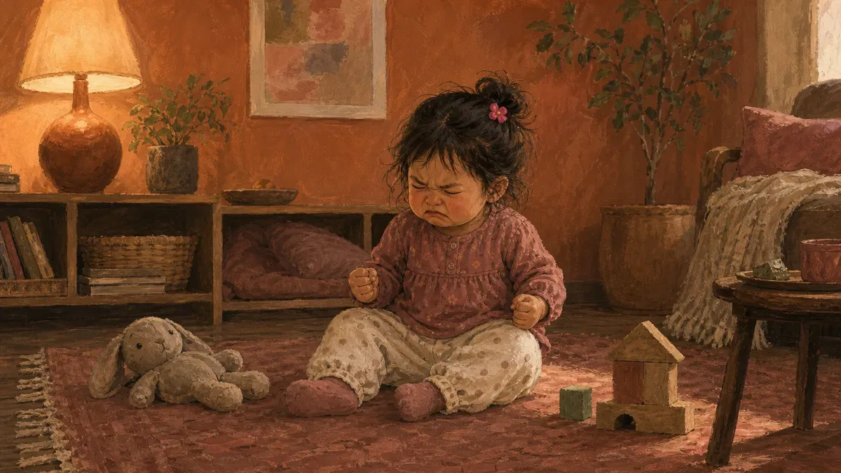 A frustrated toddler unable to express how they feel