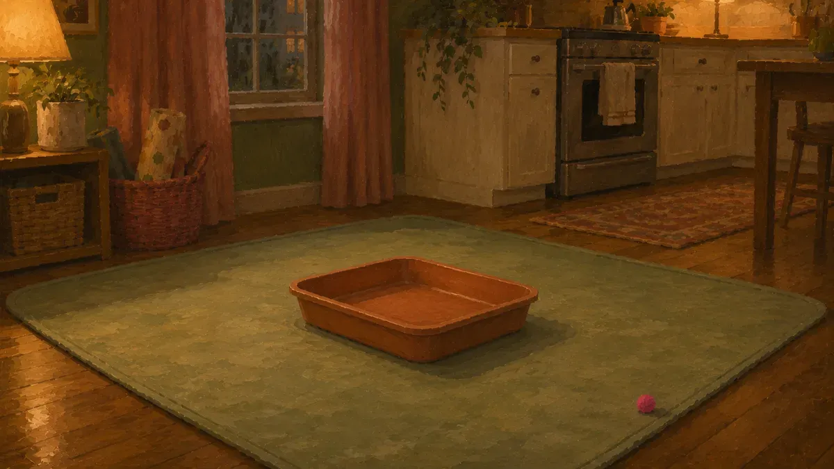 A large washable sensory play mat under a shallow bin showing the containment zone
