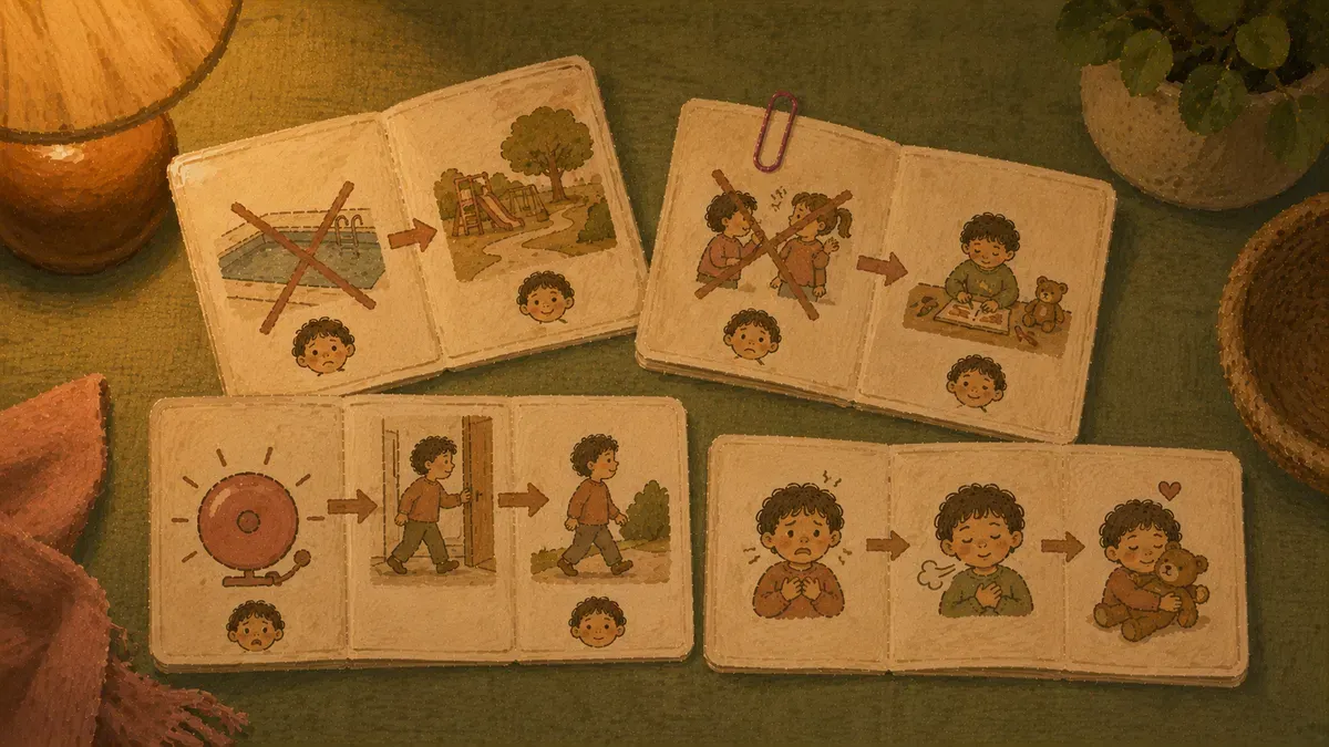 Examples of transition social story pages for everyday and one-off events