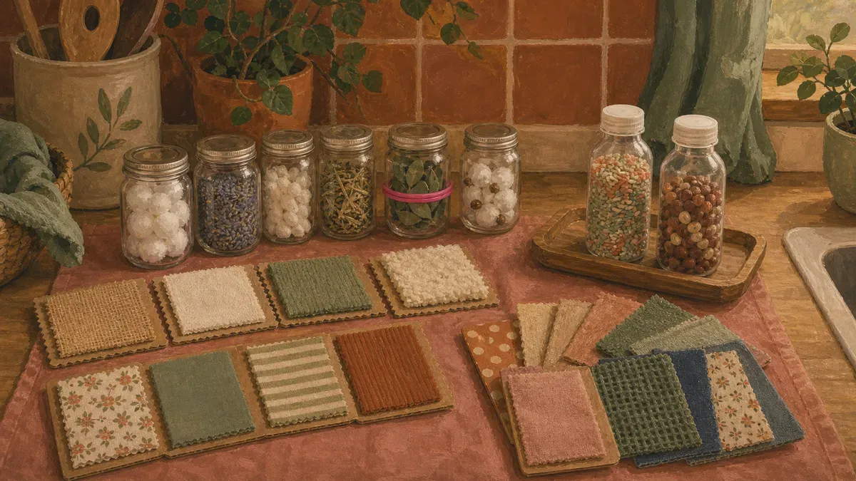 Homemade DIY sensorial materials: matched smelling jars, fabric touch cards, and weighted bottles made from household items