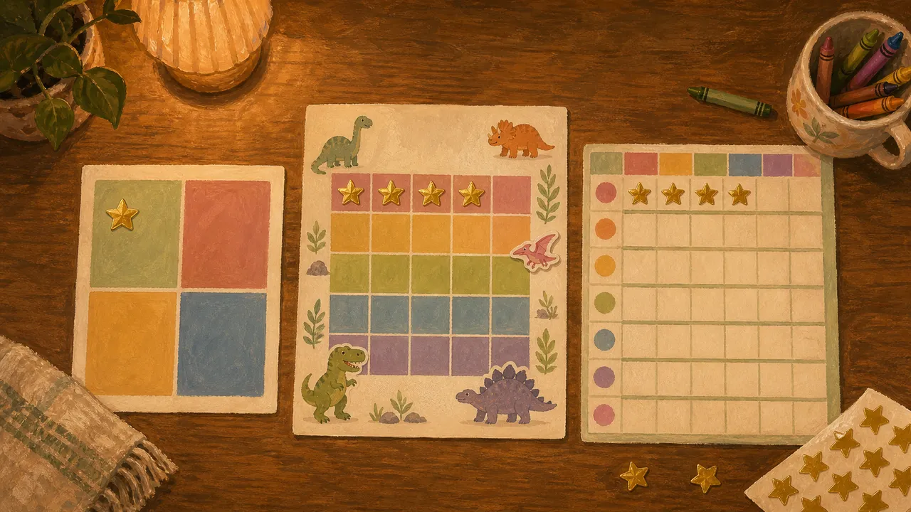 Side-by-side comparison of beginner, themed, and weekly potty training chart printables