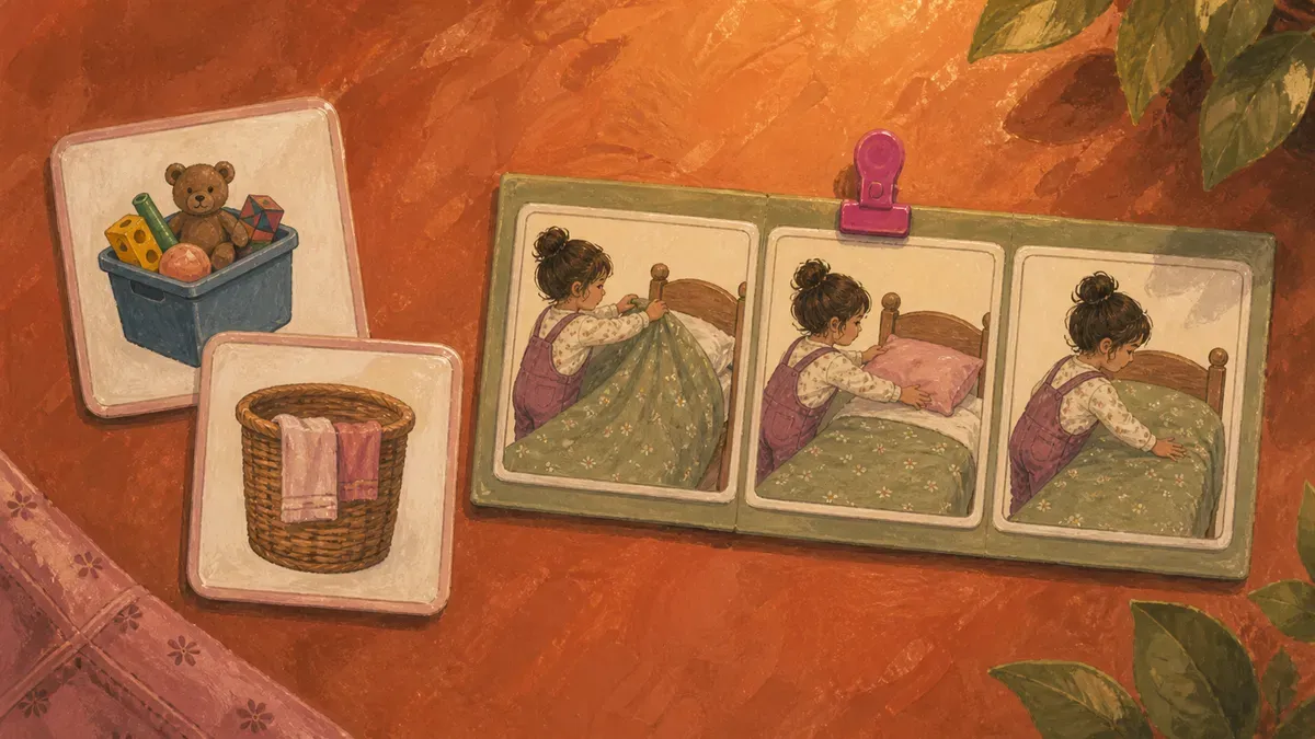 Infographic of age-appropriate chore cards grouped by age from 2 to 5 years old