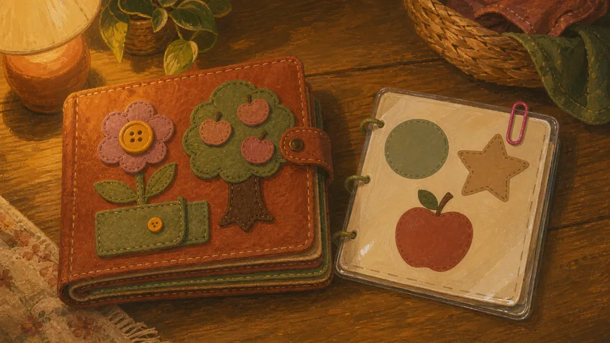 Side-by-side of a sewn felt quiet book and a laminated printable busy book