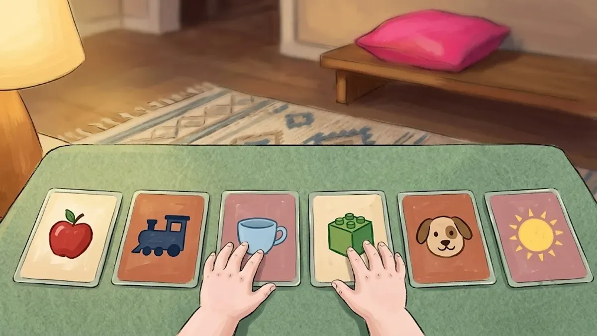 Six first-word PECS cards laid out in a row: I want, I need, break, all done, eat, and more